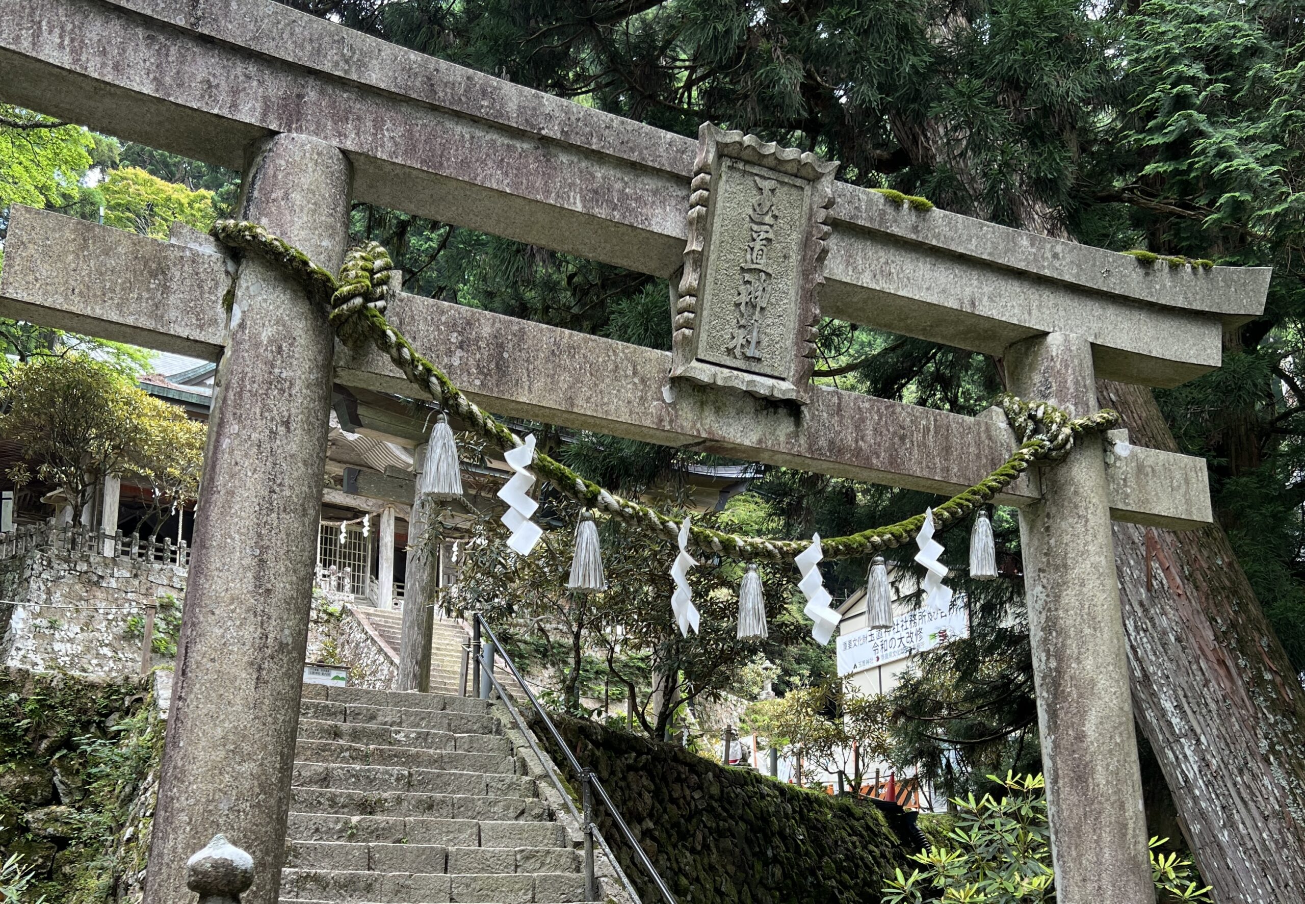 玉置神社の本殿前の鳥居の写真
